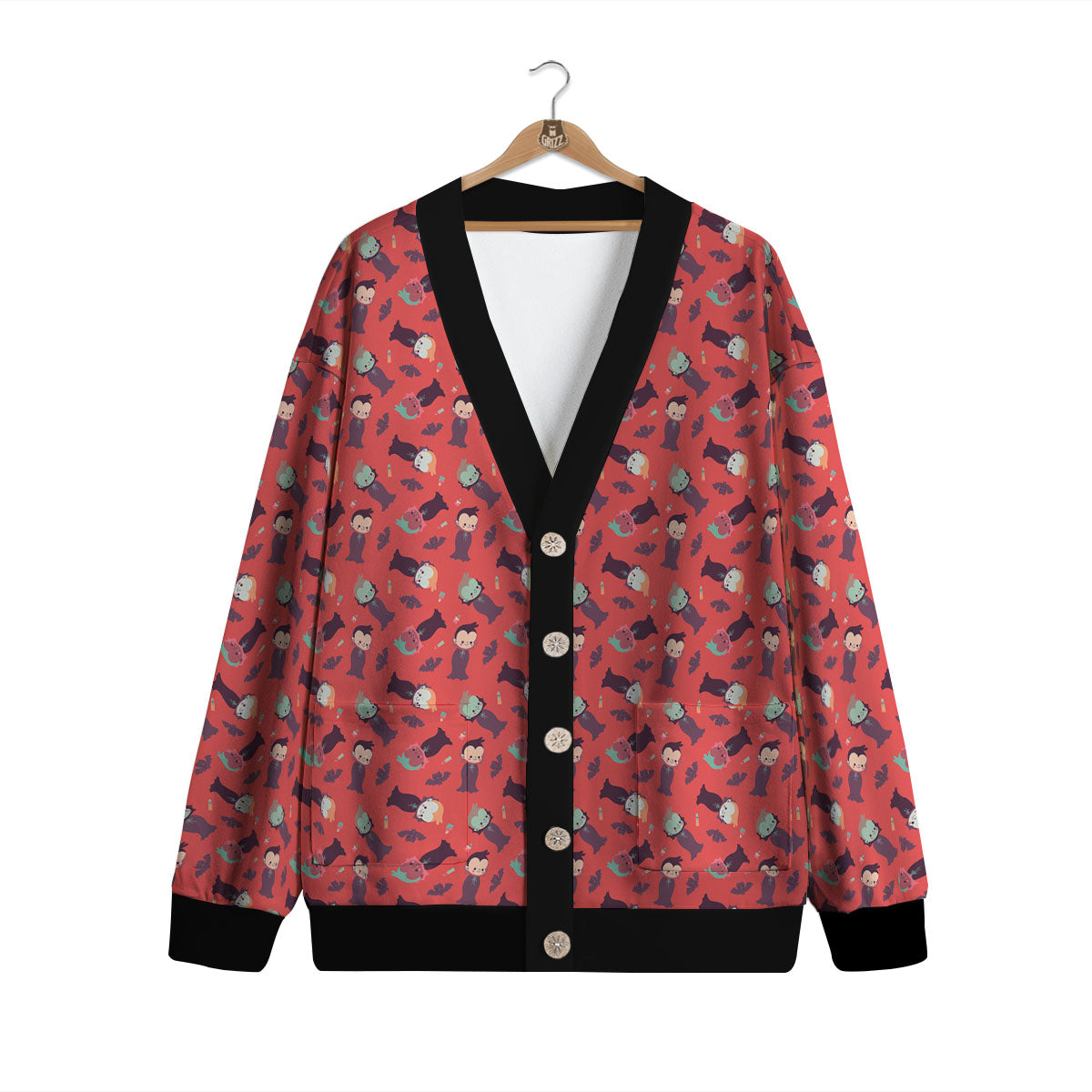 Dracula Cartoon Print Pattern Cardigan-grizzshop