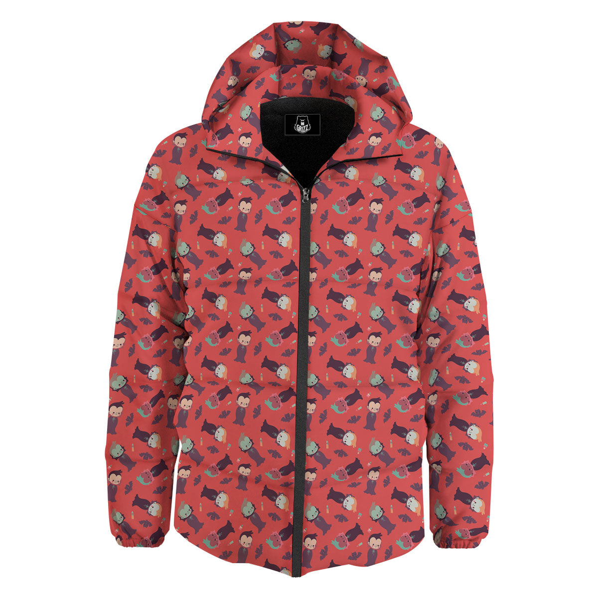 Dracula Cartoon Print Pattern Down Jacket-grizzshop