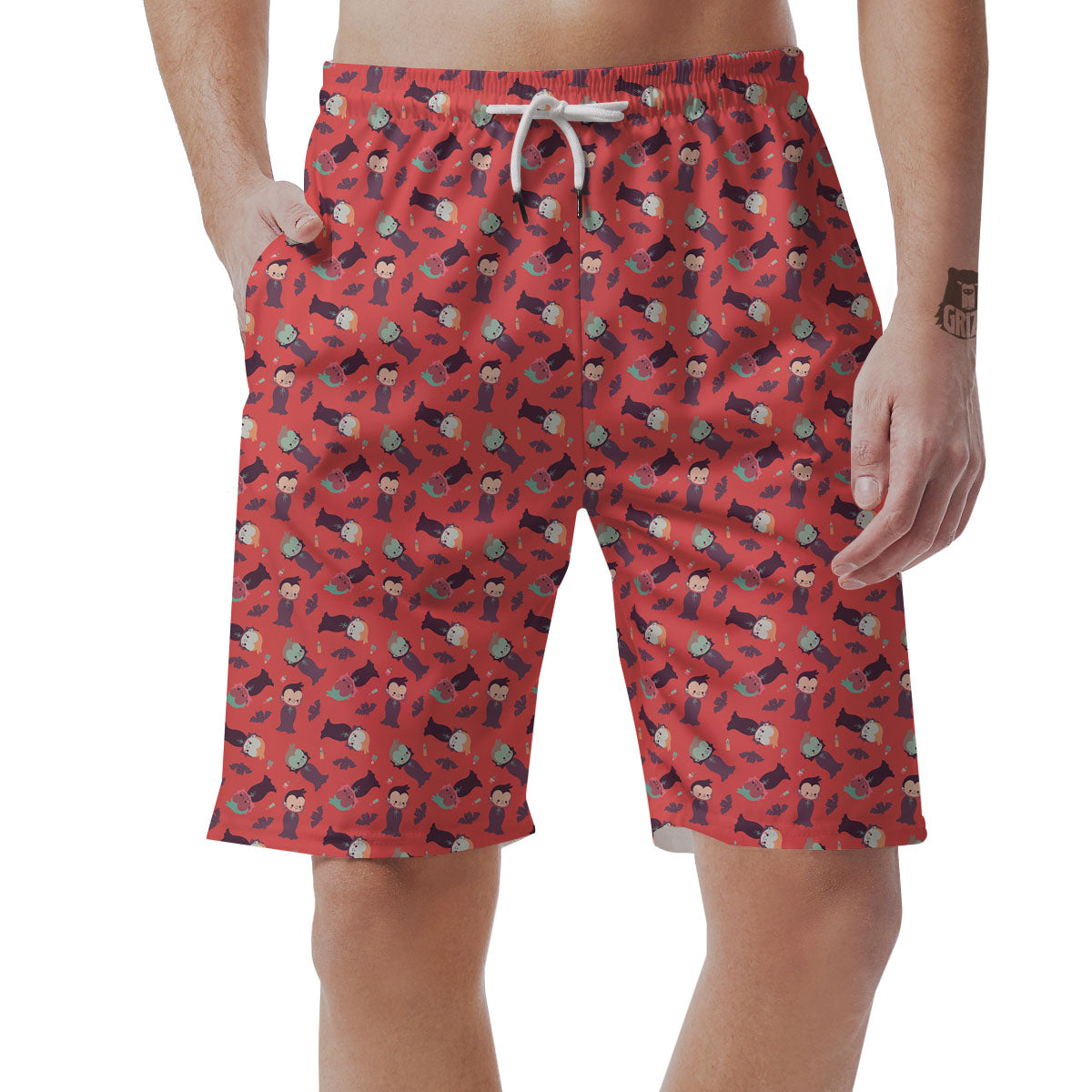 Dracula Cartoon Print Pattern Men's Shorts-grizzshop