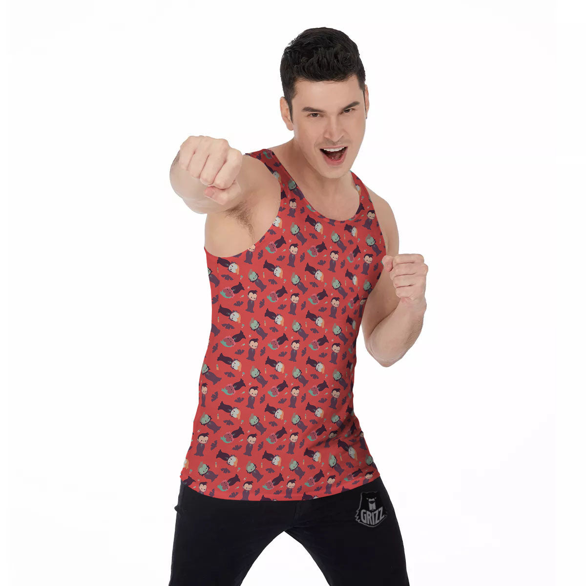 Dracula Cartoon Print Pattern Men's Tank Top-grizzshop