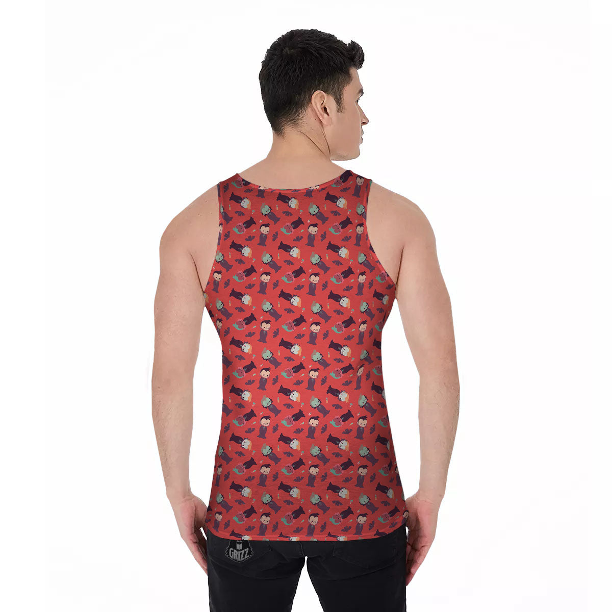 Dracula Cartoon Print Pattern Men's Tank Top-grizzshop
