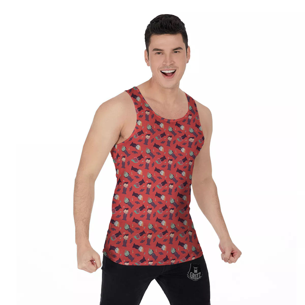 Dracula Cartoon Print Pattern Men's Tank Top-grizzshop