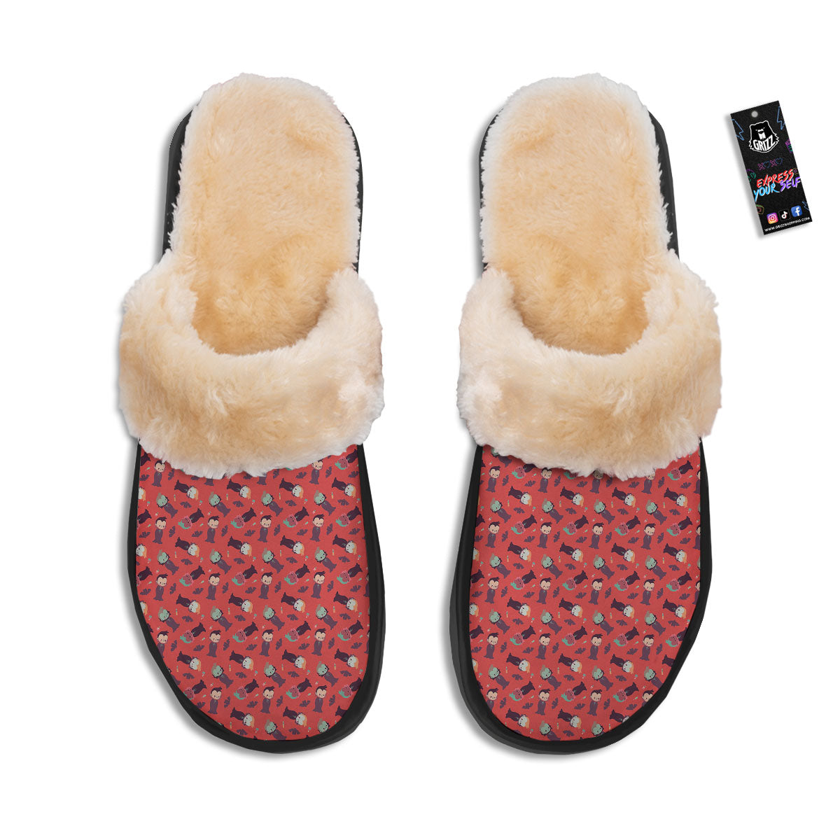 Dracula Cartoon Print Pattern Slippers-grizzshop