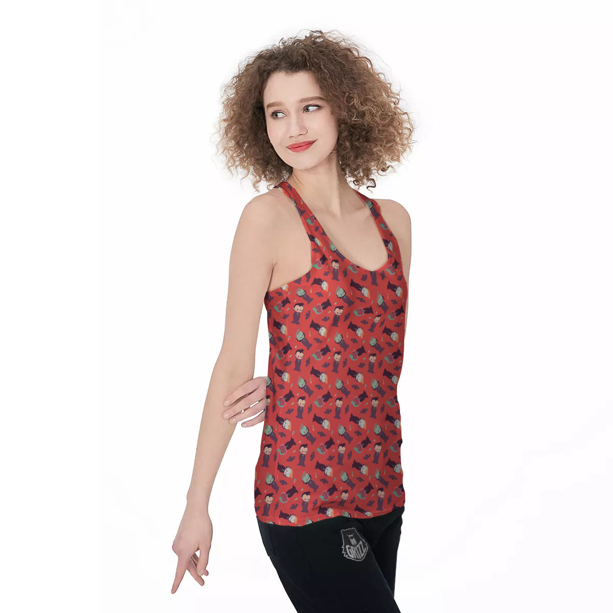 Dracula Cartoon Print Pattern Women's Racerback Tank Top-grizzshop