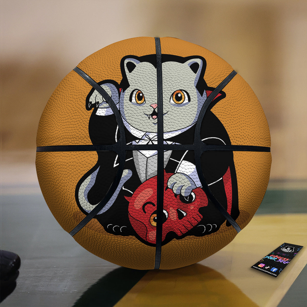 Dracula Cute Cat Print Basketball-grizzshop