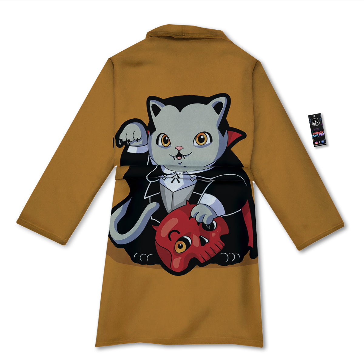 Dracula Cute Cat Print Bathrobe-grizzshop