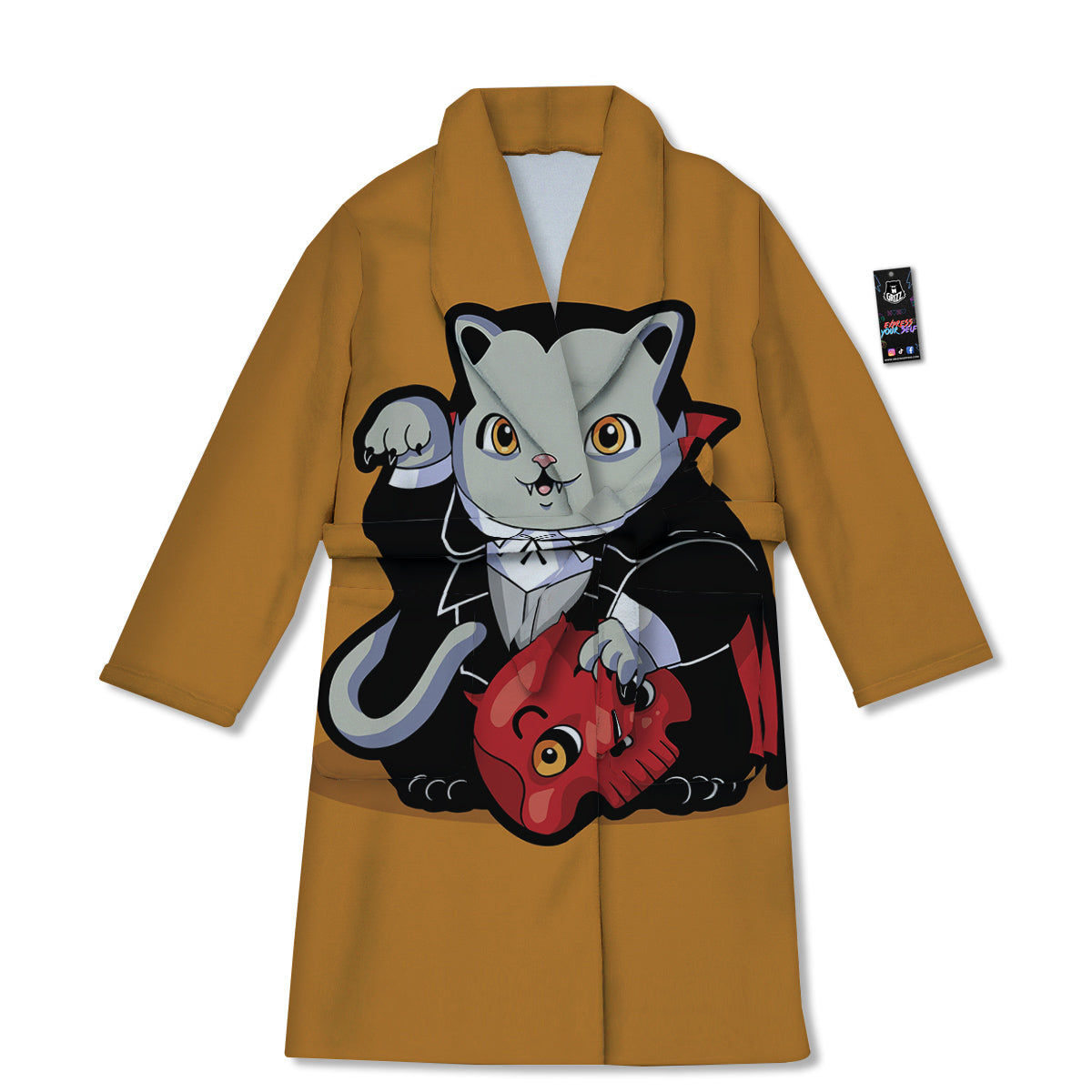 Dracula Cute Cat Print Bathrobe-grizzshop