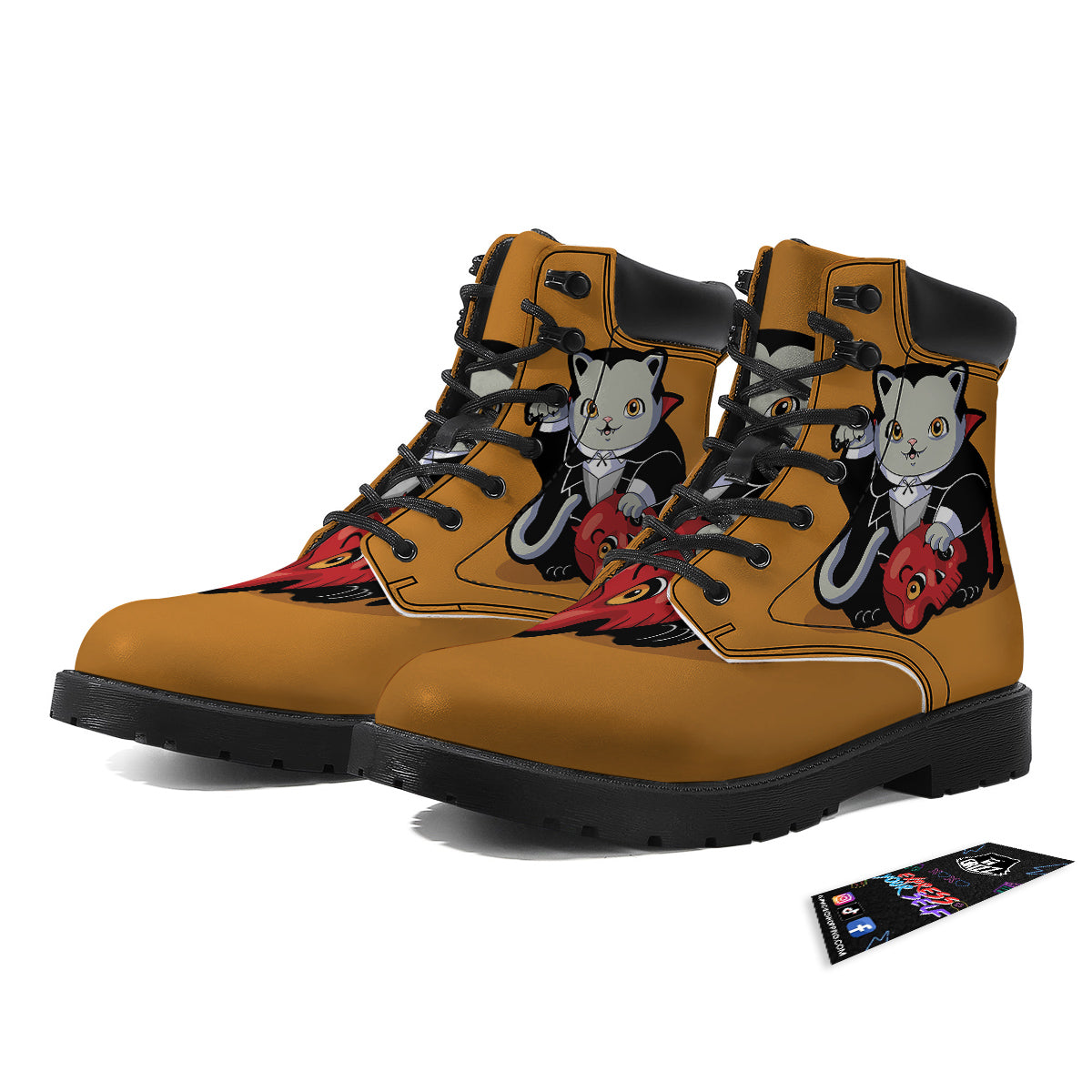 Dracula Cute Cat Print Boots-grizzshop
