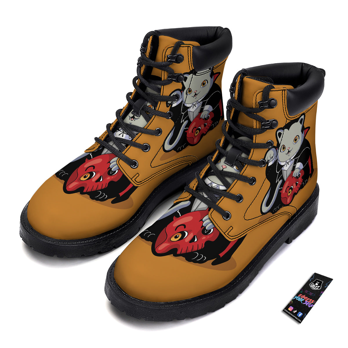 Dracula Cute Cat Print Boots-grizzshop