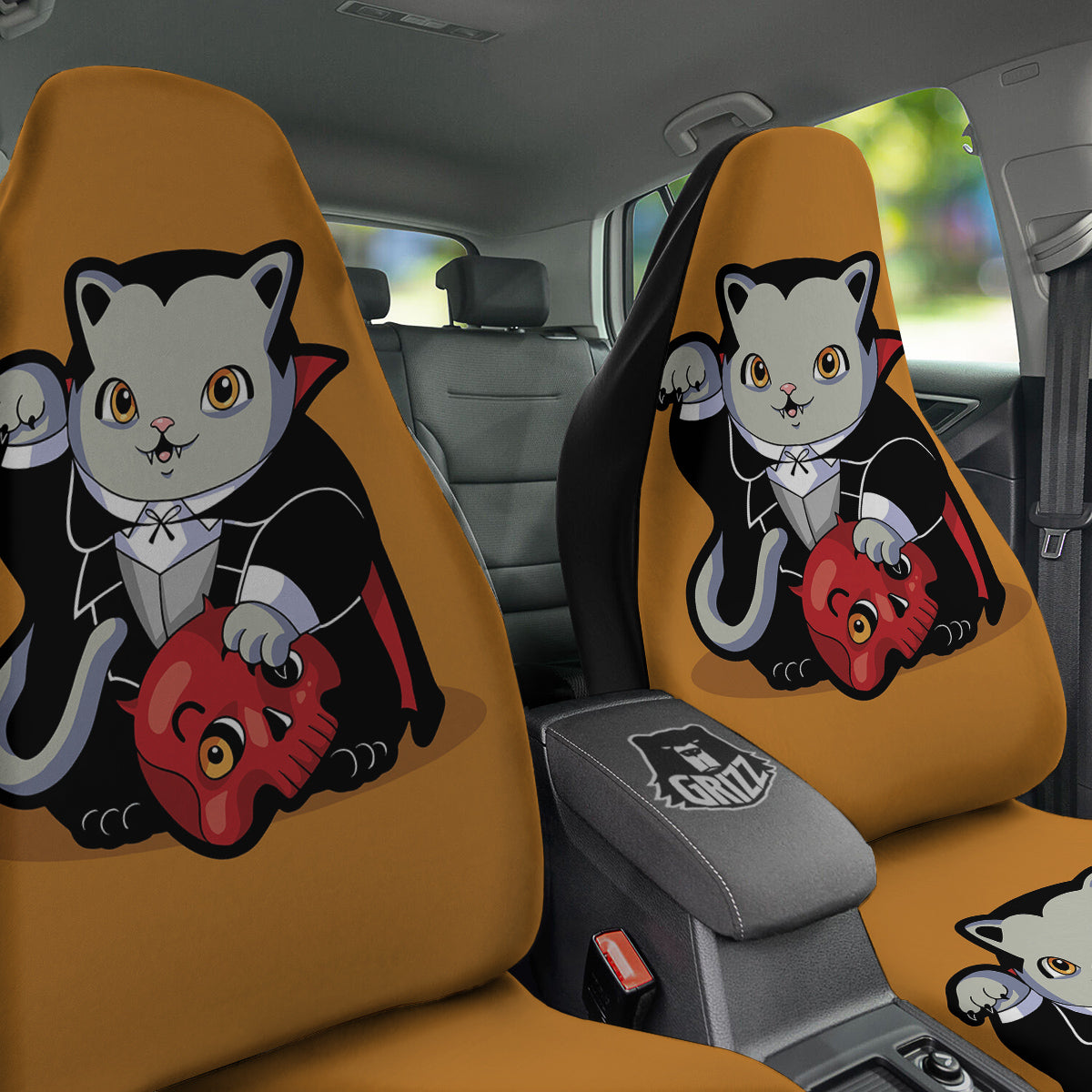 Dracula Cute Cat Print Car Seat Covers-grizzshop