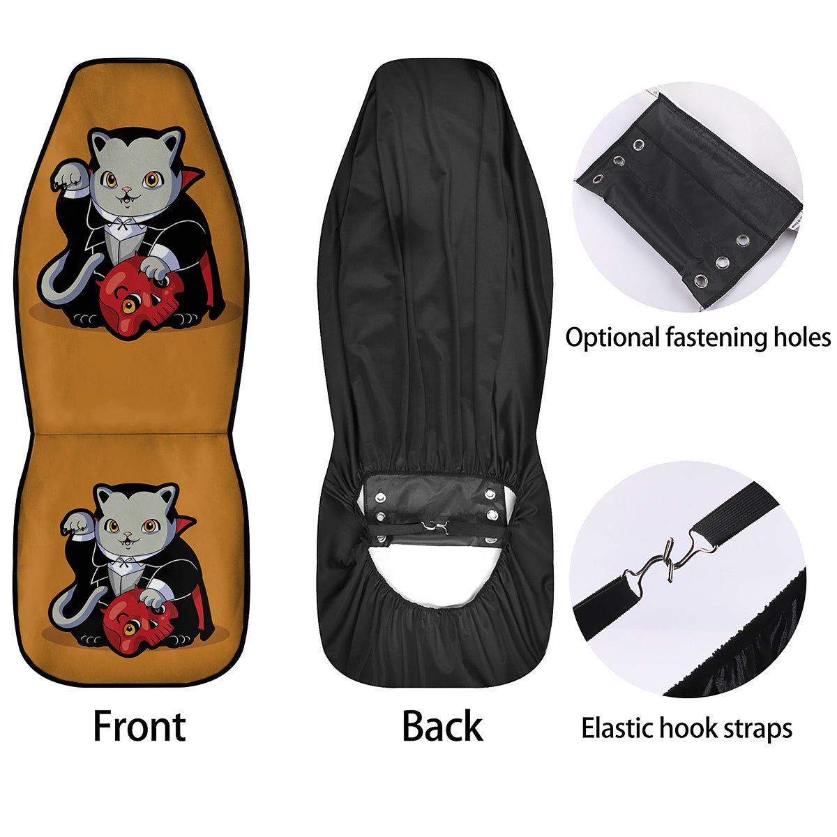Dracula Cute Cat Print Car Seat Covers-grizzshop