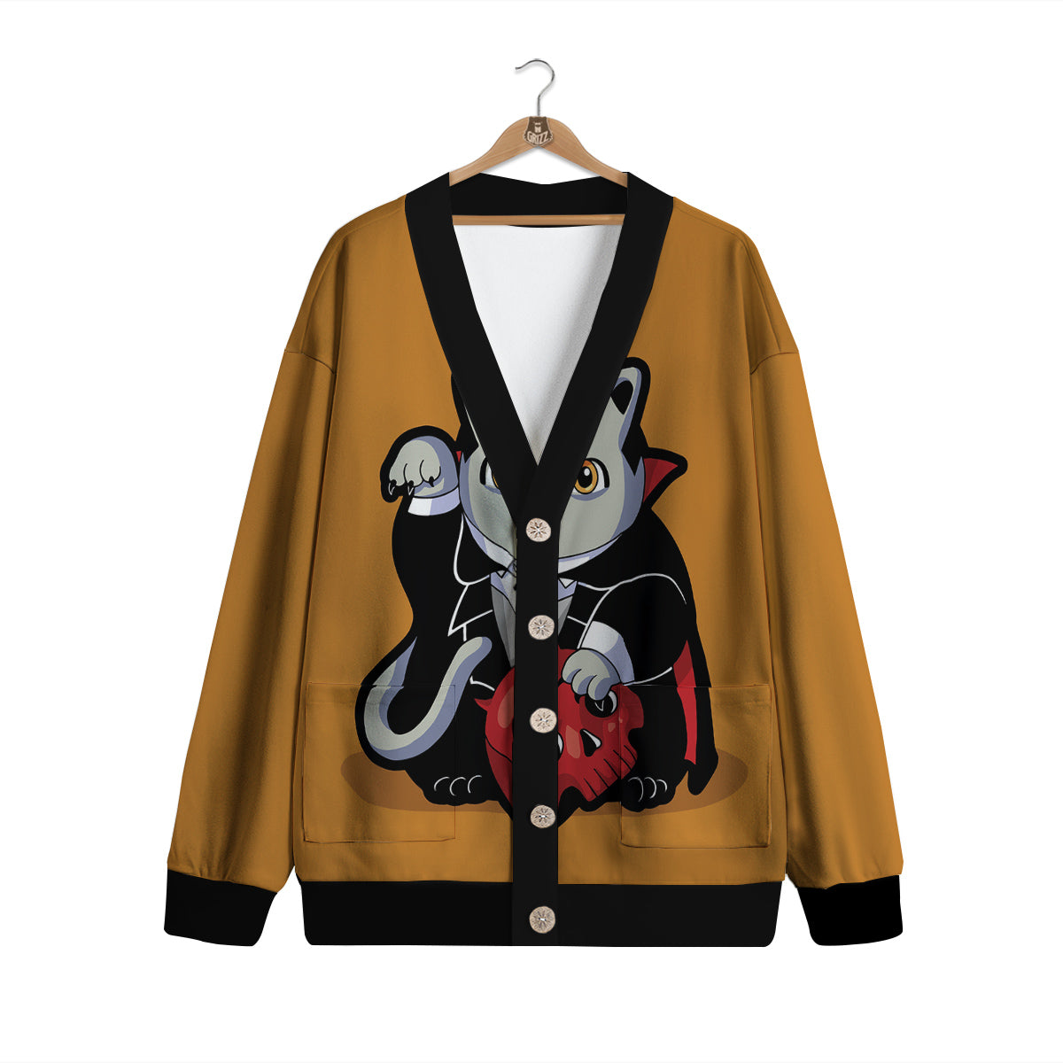 Dracula Cute Cat Print Cardigan-grizzshop