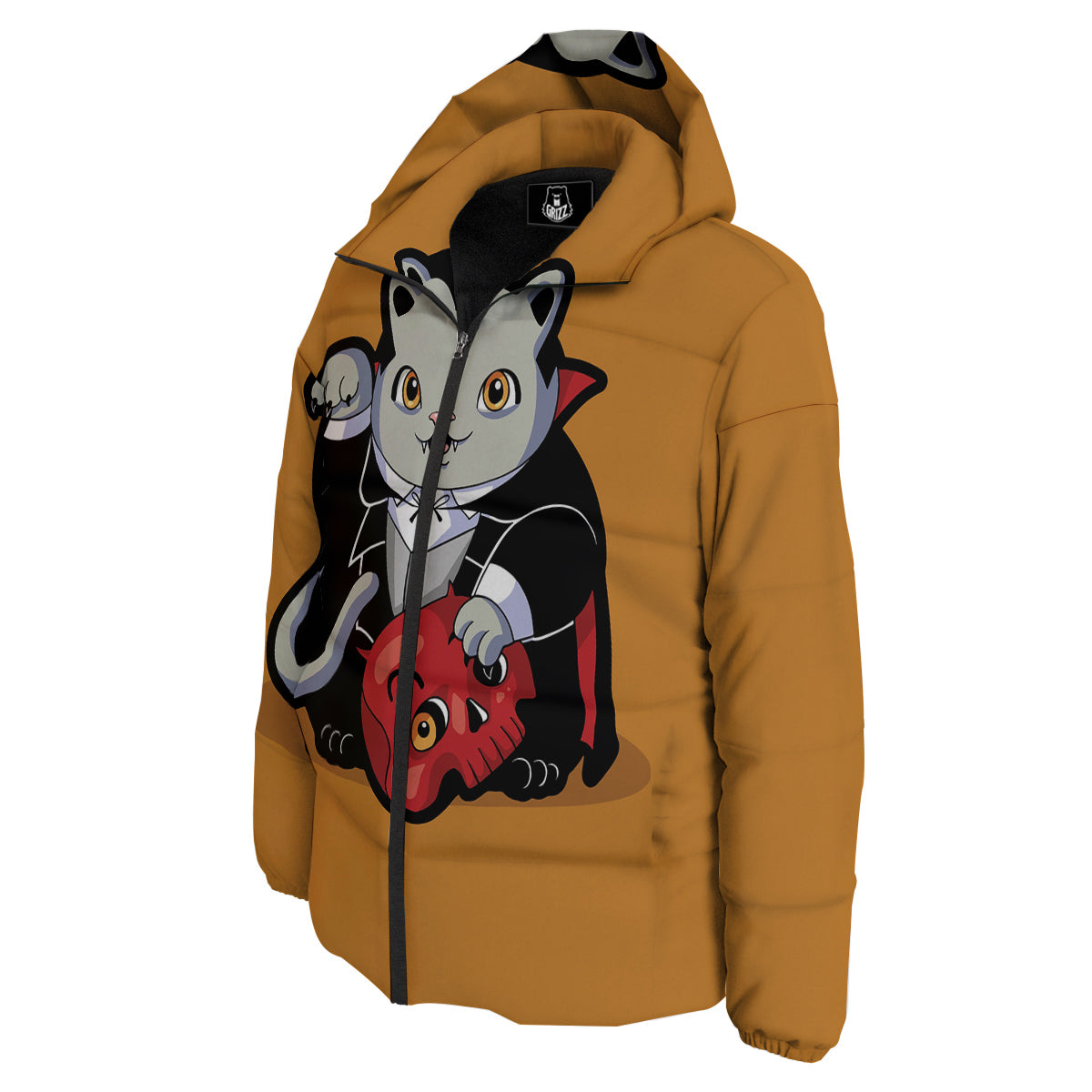 Dracula Cute Cat Print Down Jacket-grizzshop