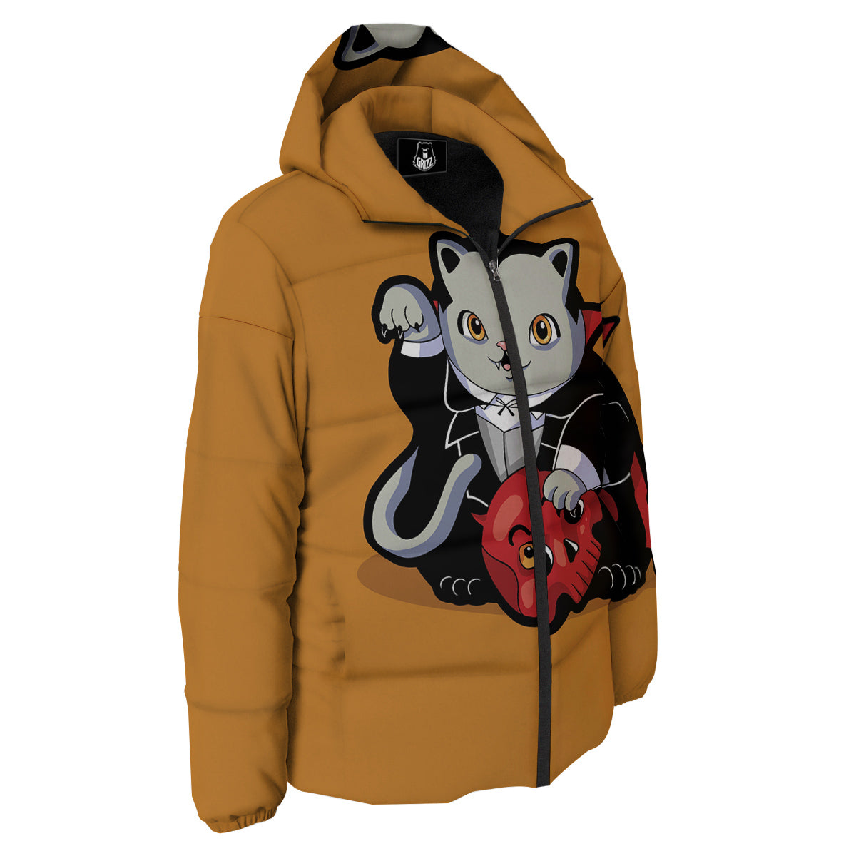 Dracula Cute Cat Print Down Jacket-grizzshop