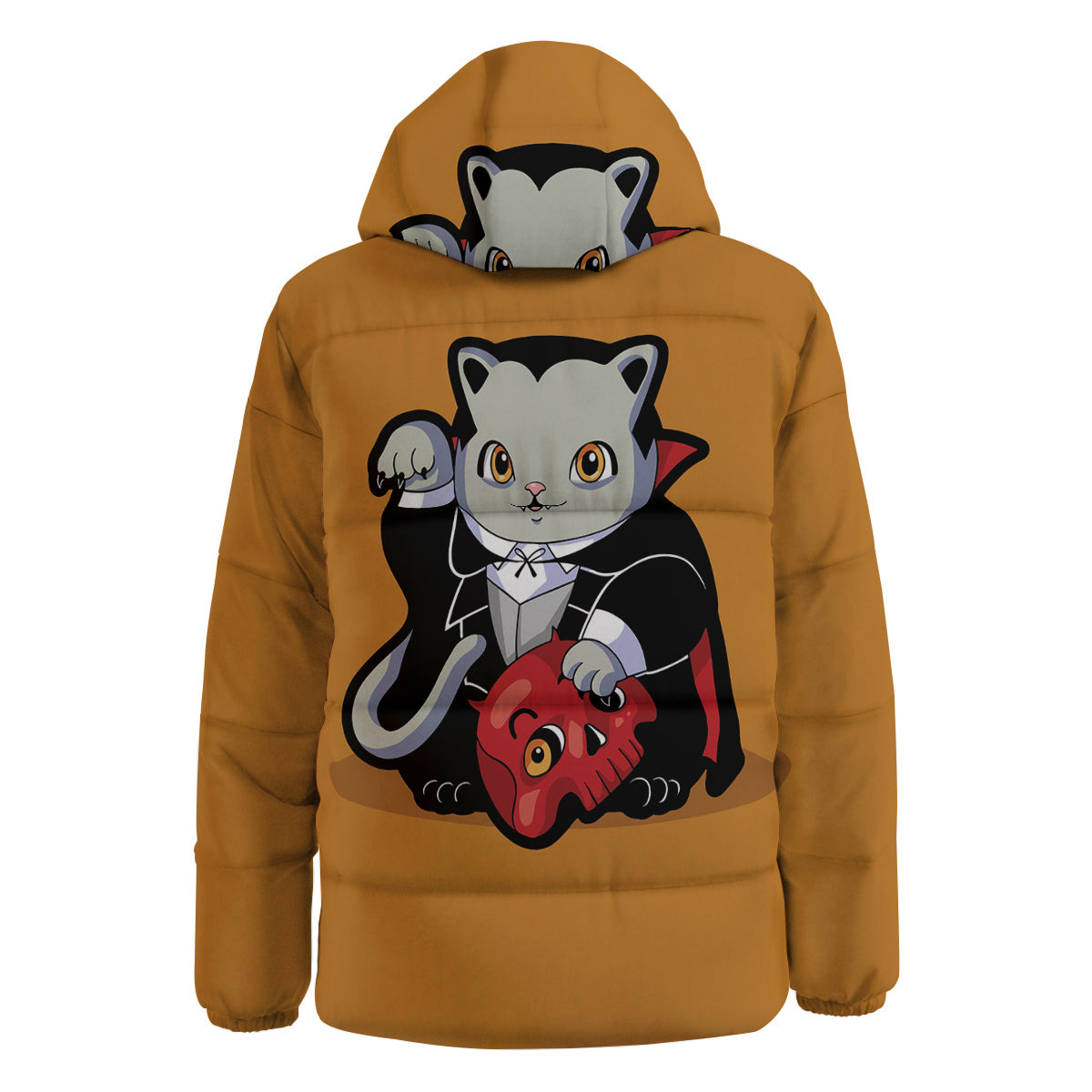 Dracula Cute Cat Print Down Jacket-grizzshop