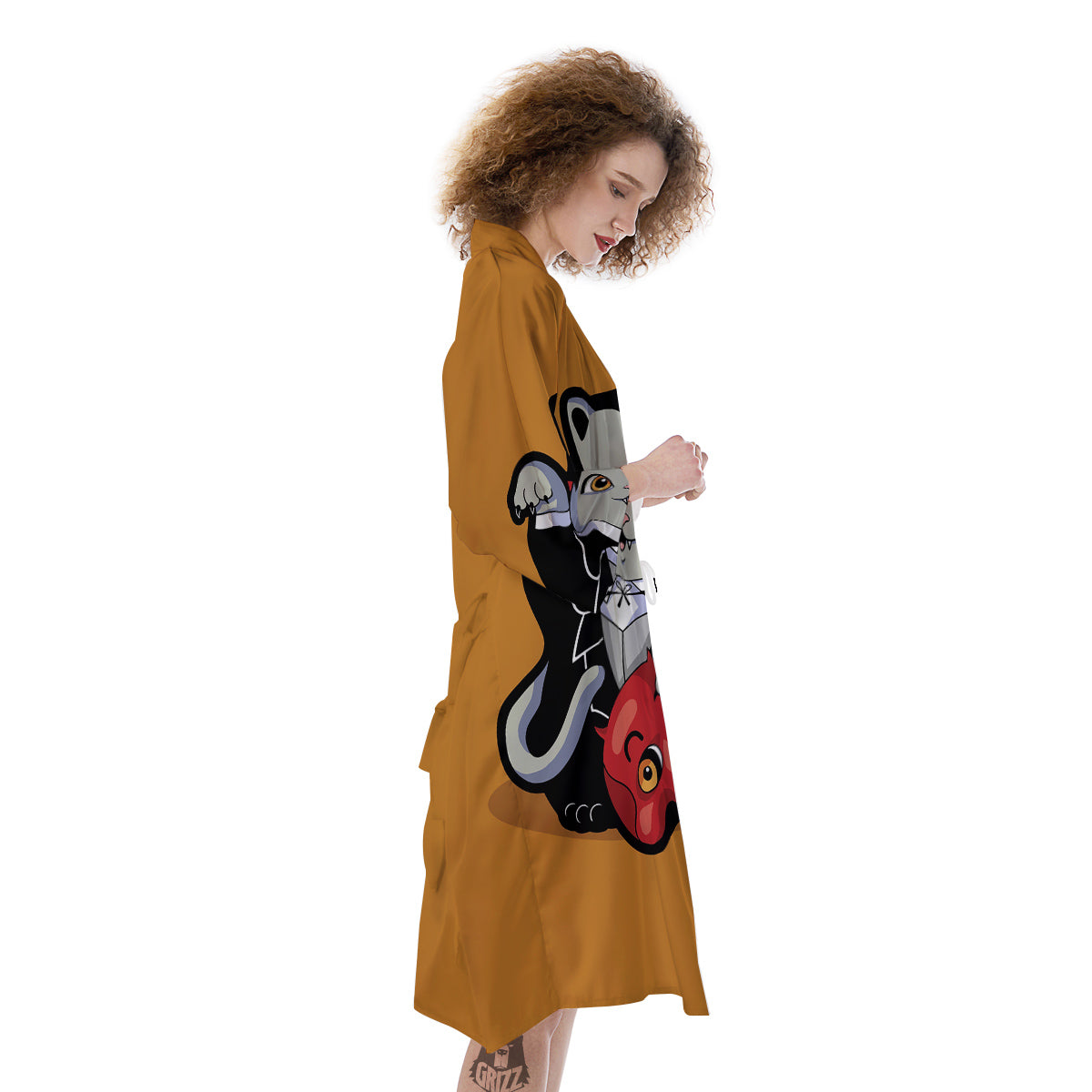Dracula Cute Cat Print Kimono-grizzshop