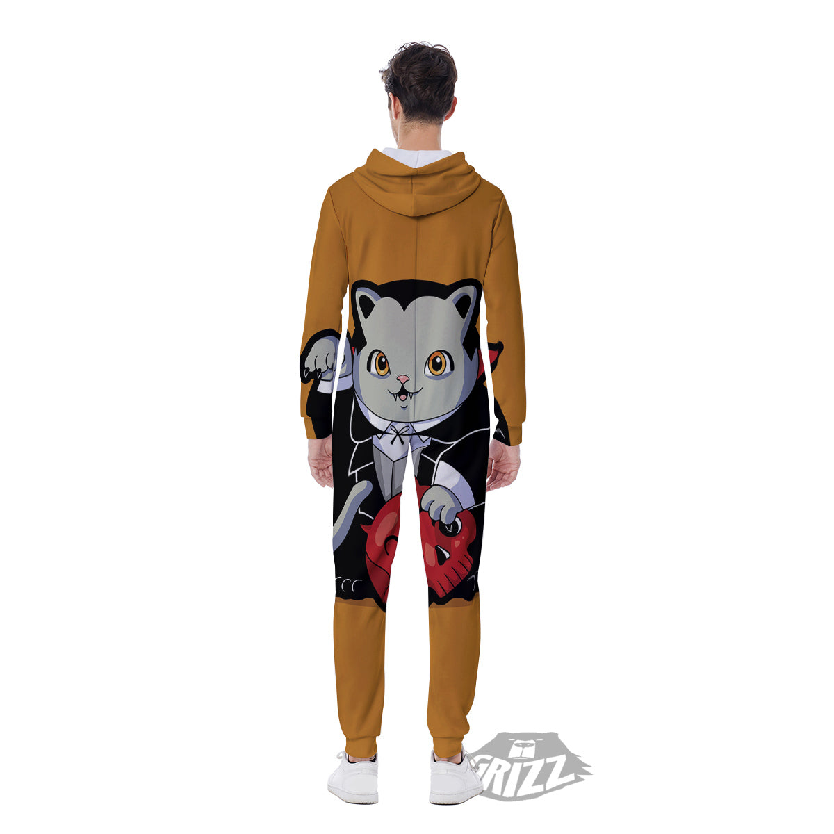Dracula Cute Cat Print Men's Jumpsuit-grizzshop