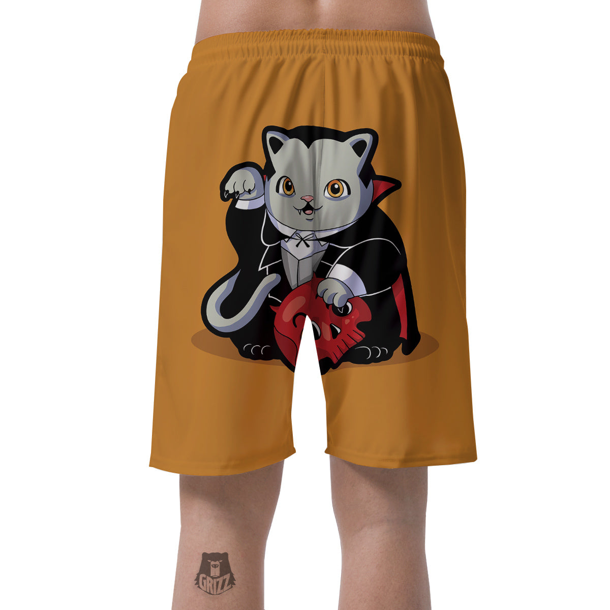 Dracula Cute Cat Print Men's Shorts-grizzshop