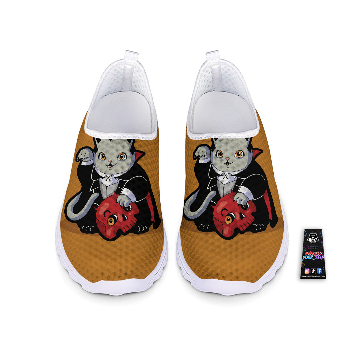 Dracula Cute Cat Print Nurse Shoes-grizzshop