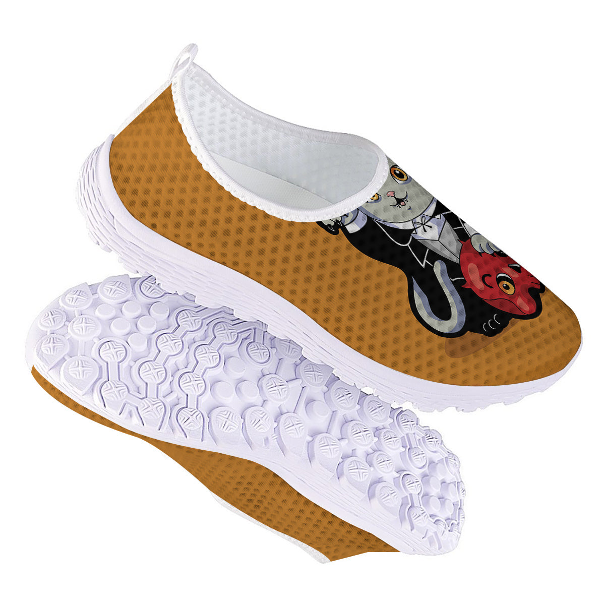 Dracula Cute Cat Print Nurse Shoes-grizzshop