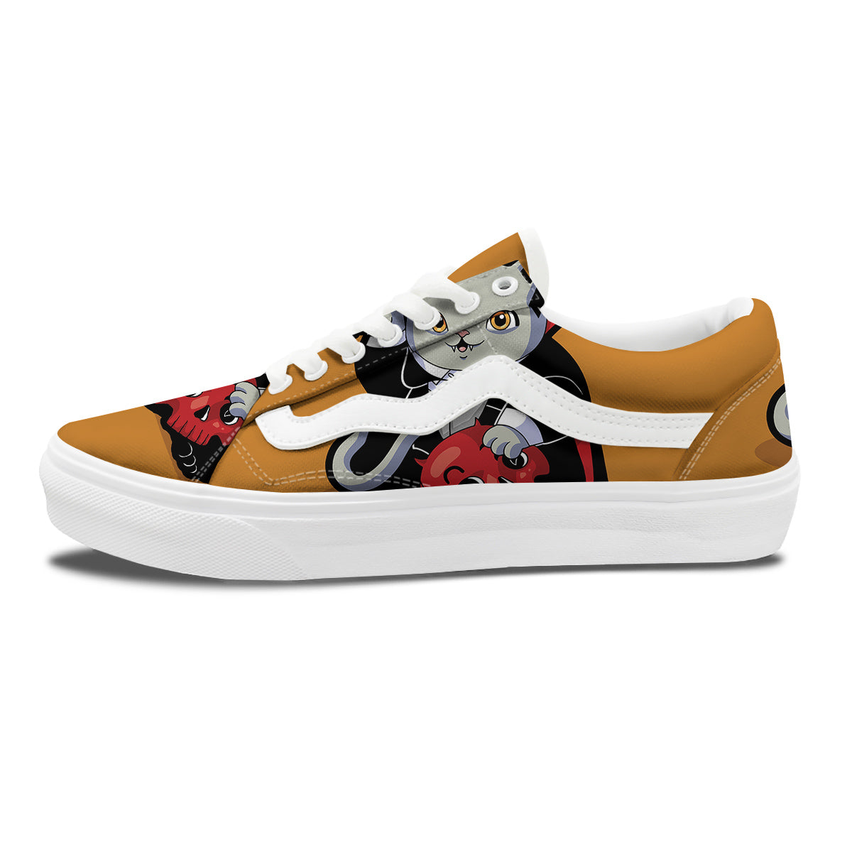 Dracula Cute Cat Print Skate Shoes-grizzshop