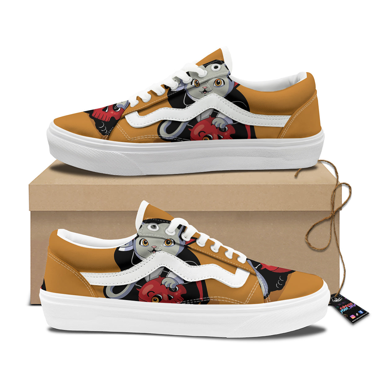 Dracula Cute Cat Print Skate Shoes-grizzshop
