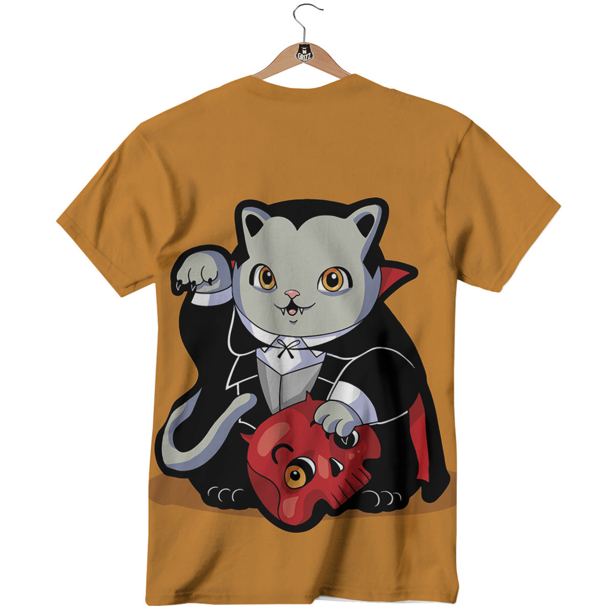 Dracula Cute Cat Print T-Shirt-grizzshop