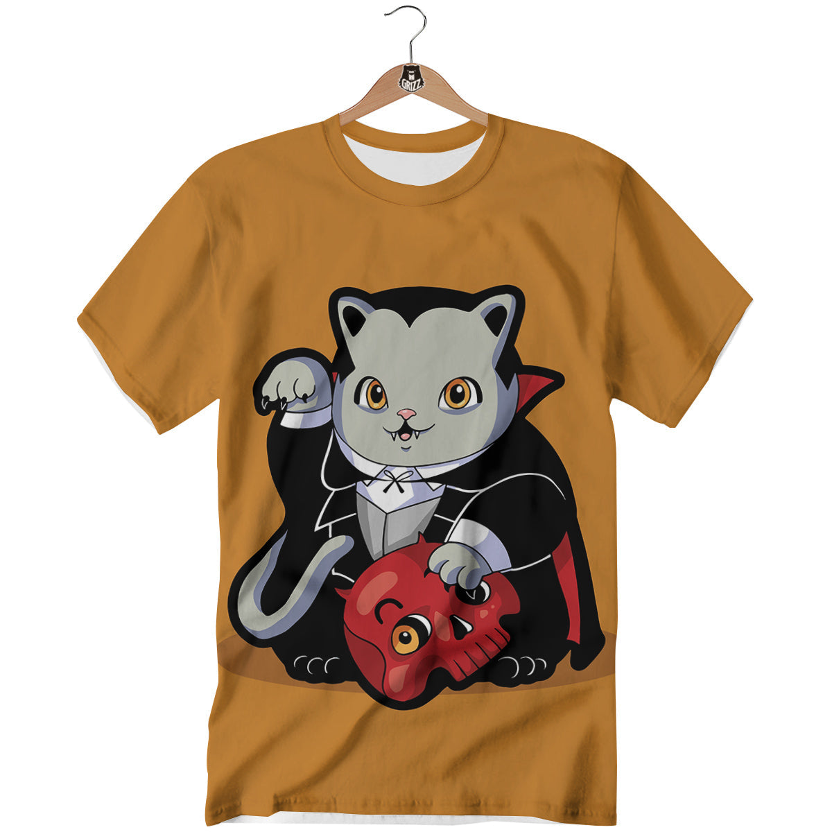 Dracula Cute Cat Print T-Shirt-grizzshop