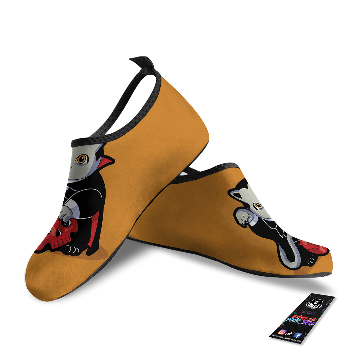 Dracula Cute Cat Print Water Shoes-grizzshop