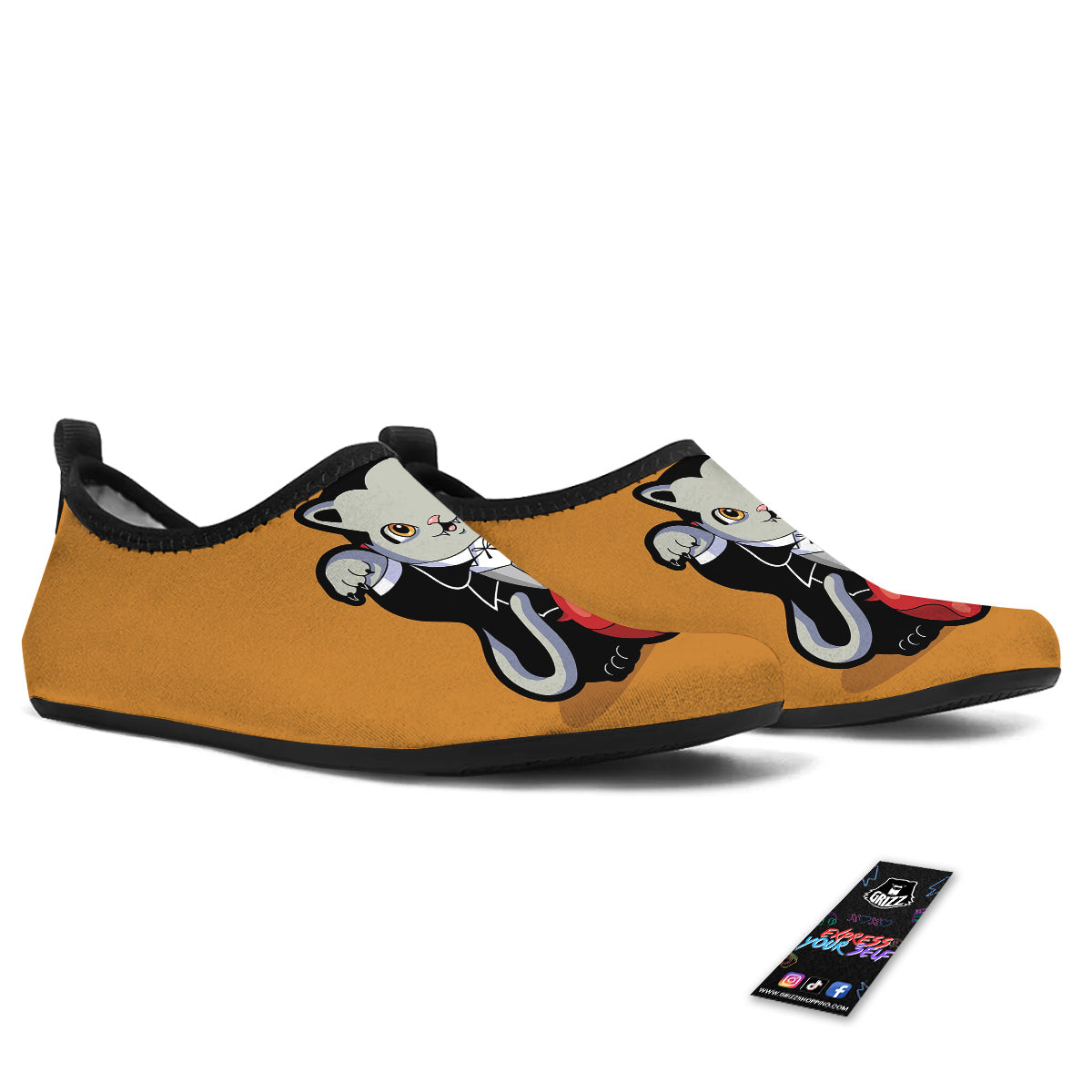Dracula Cute Cat Print Water Shoes-grizzshop