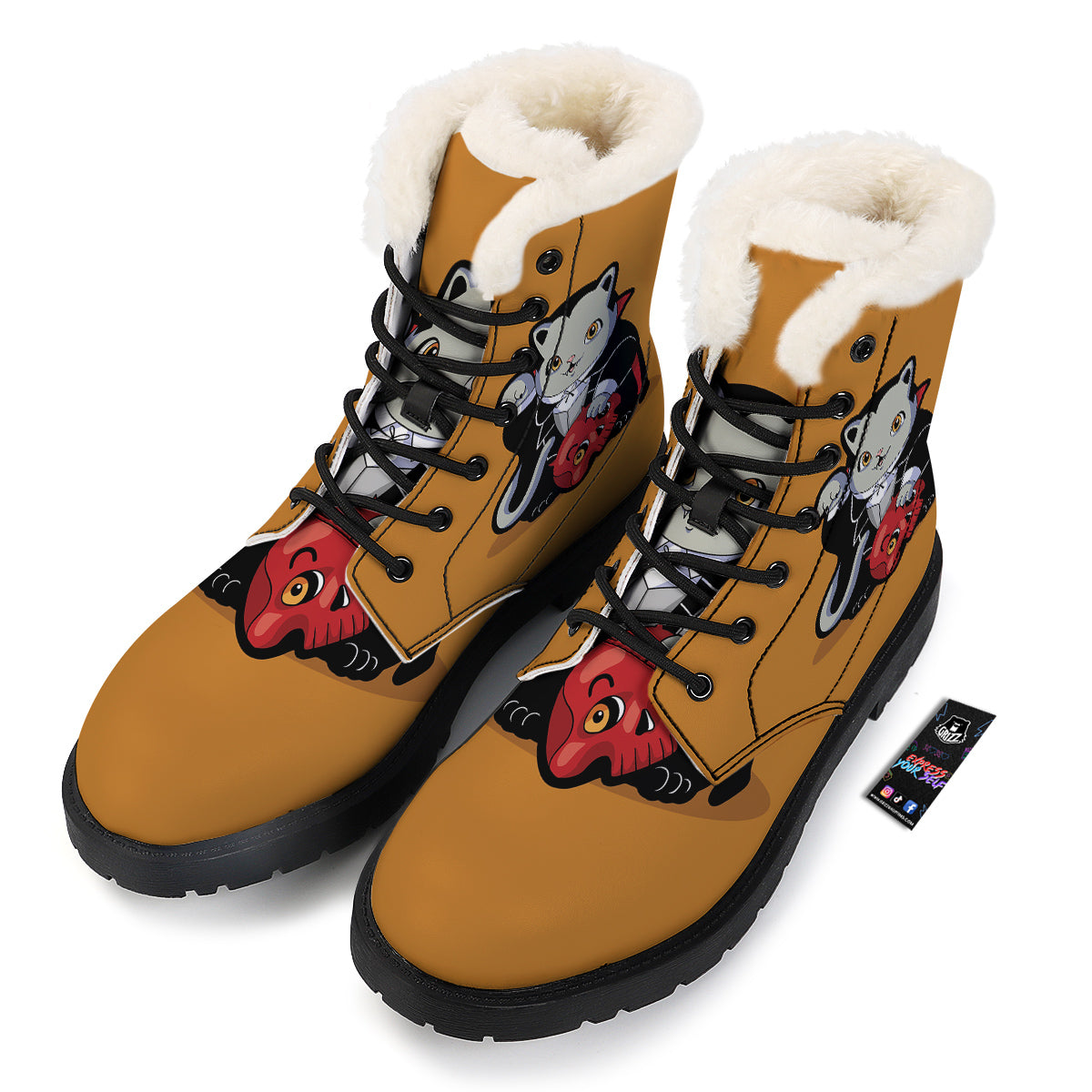 Dracula Cute Cat Print Winter Boots-grizzshop