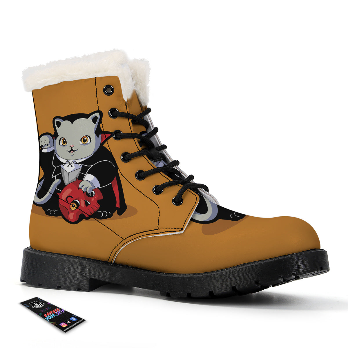 Dracula Cute Cat Print Winter Boots-grizzshop