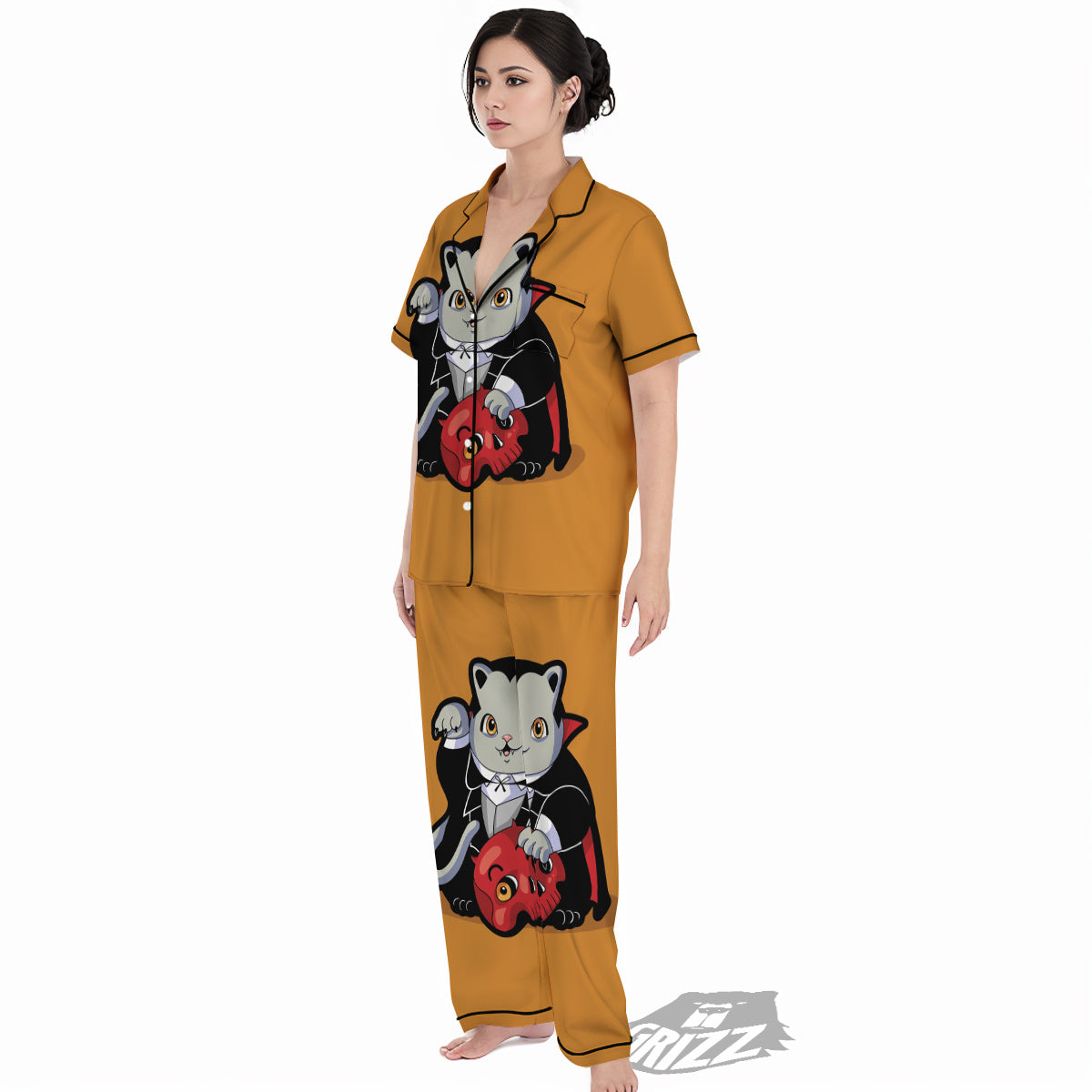 Dracula Cute Cat Print Women's Pajamas Set-grizzshop