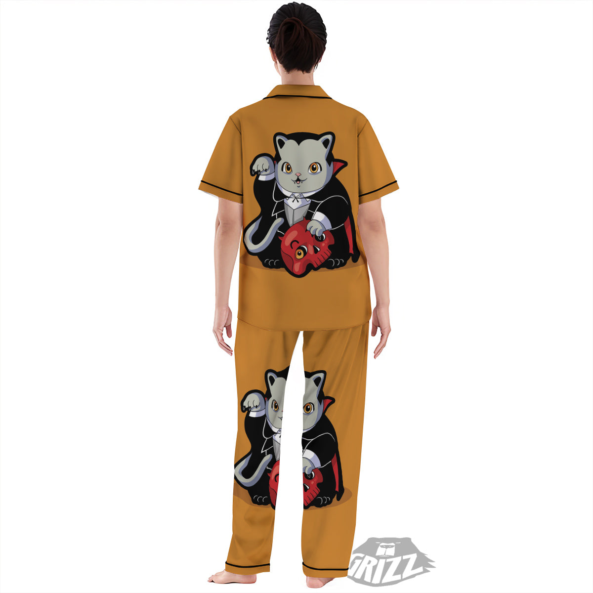 Dracula Cute Cat Print Women's Pajamas Set-grizzshop