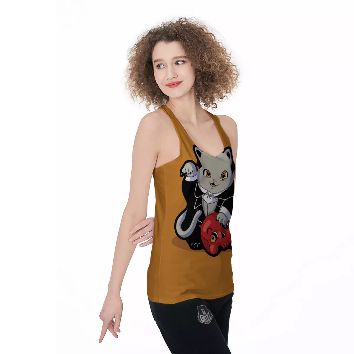 Dracula Cute Cat Print Women's Racerback Tank Top-grizzshop