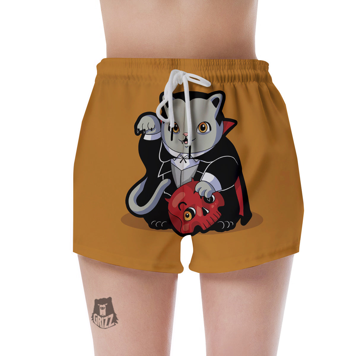 Dracula Cute Cat Print Women's Shorts-grizzshop