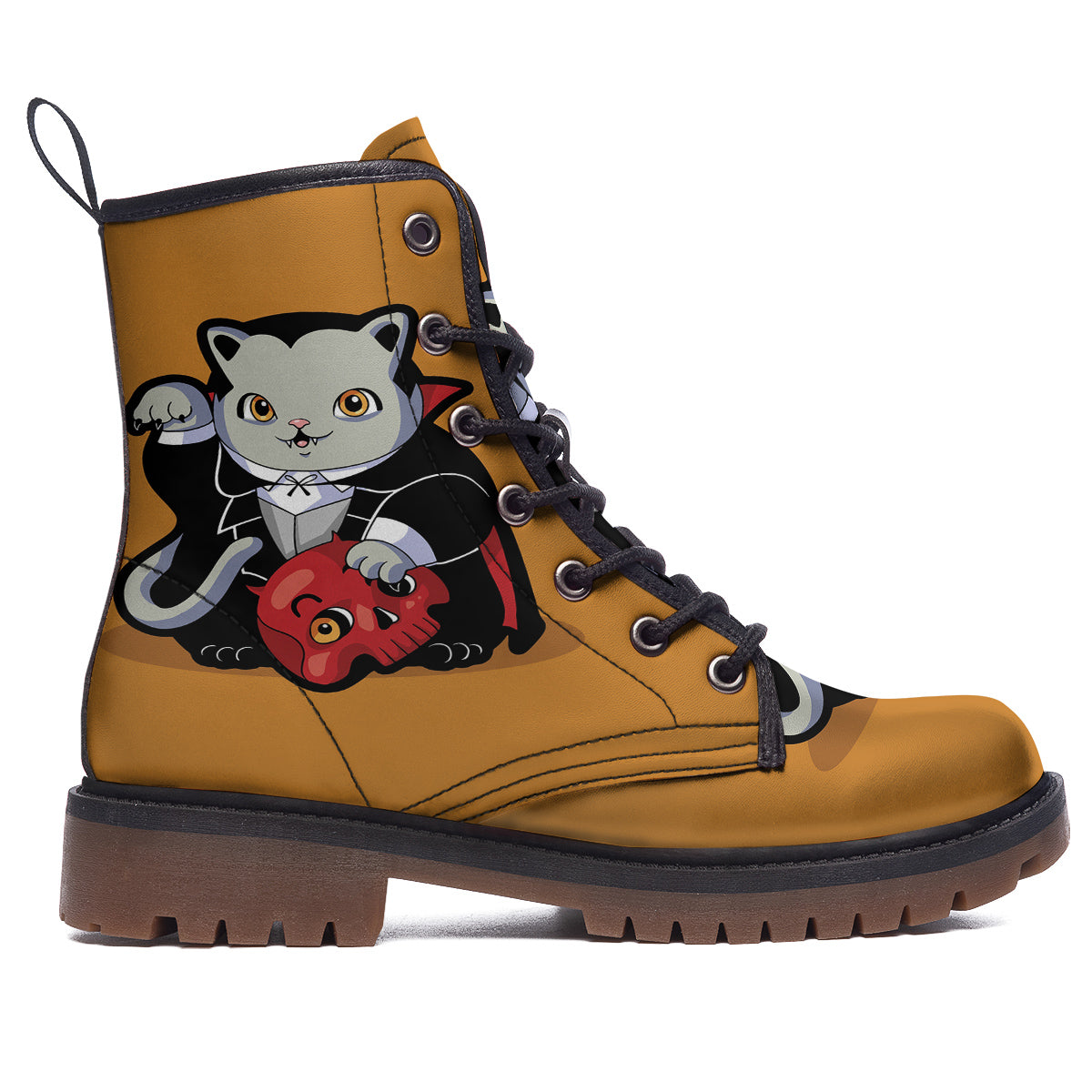 Dracula Cute Cat Print Work Boots-grizzshop