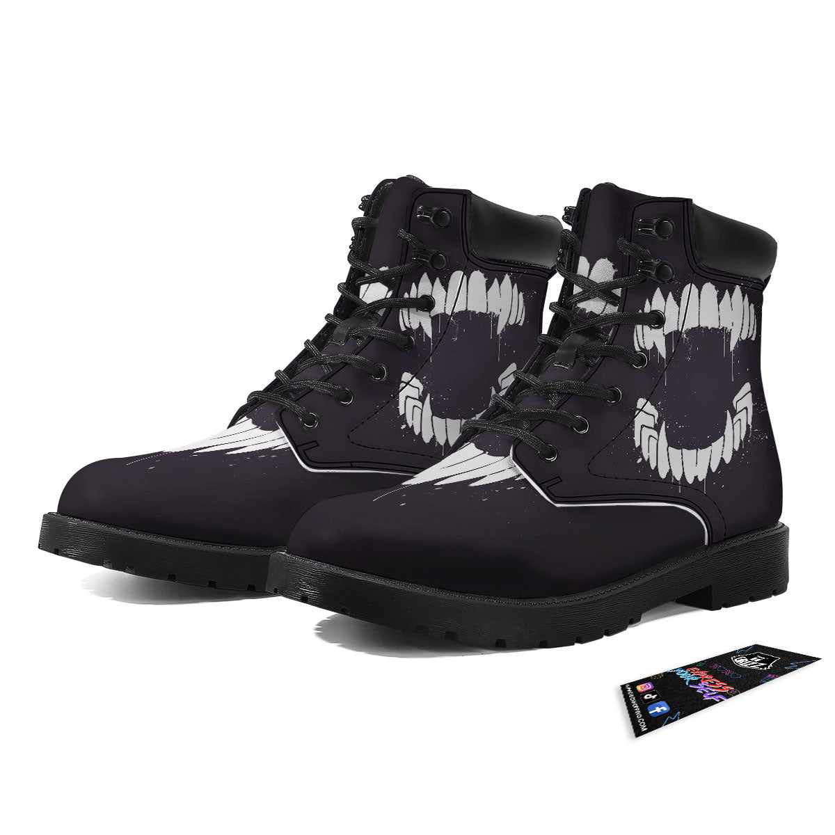 Dracula Fang Print Boots-grizzshop