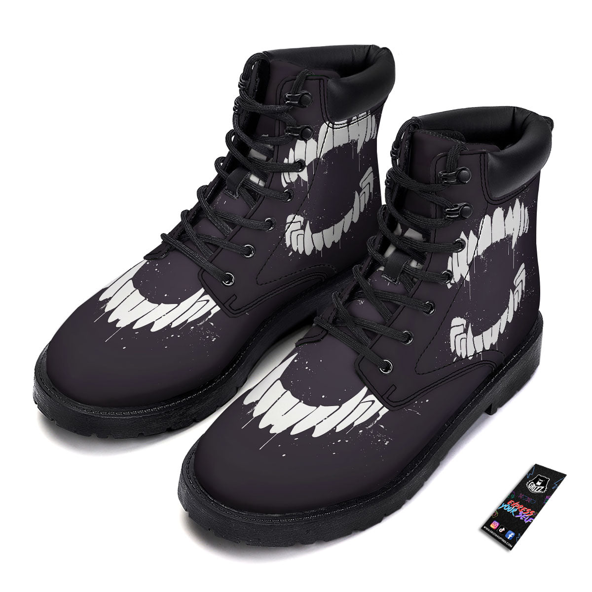 Dracula Fang Print Boots-grizzshop