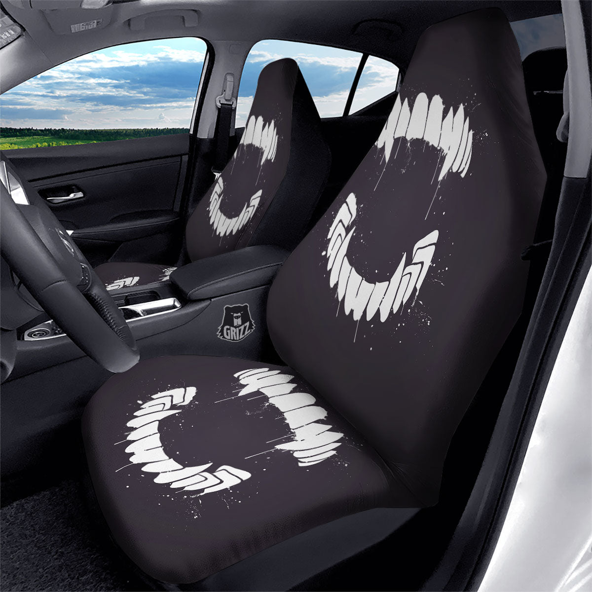 Dracula Fang Print Car Seat Covers-grizzshop