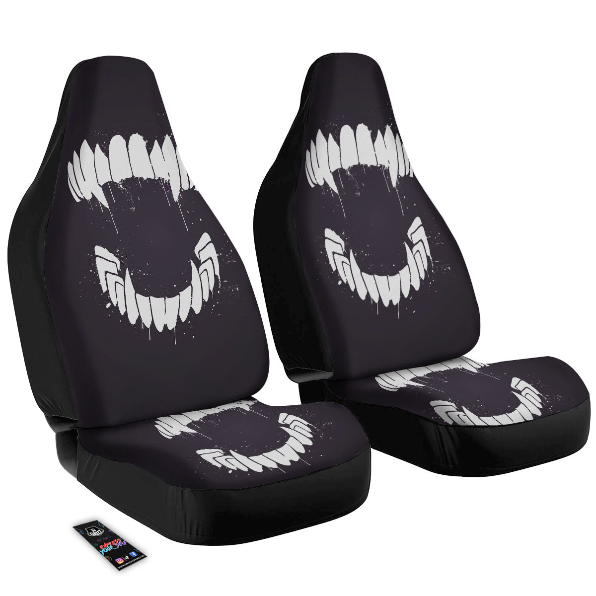 Dracula Fang Print Car Seat Covers-grizzshop