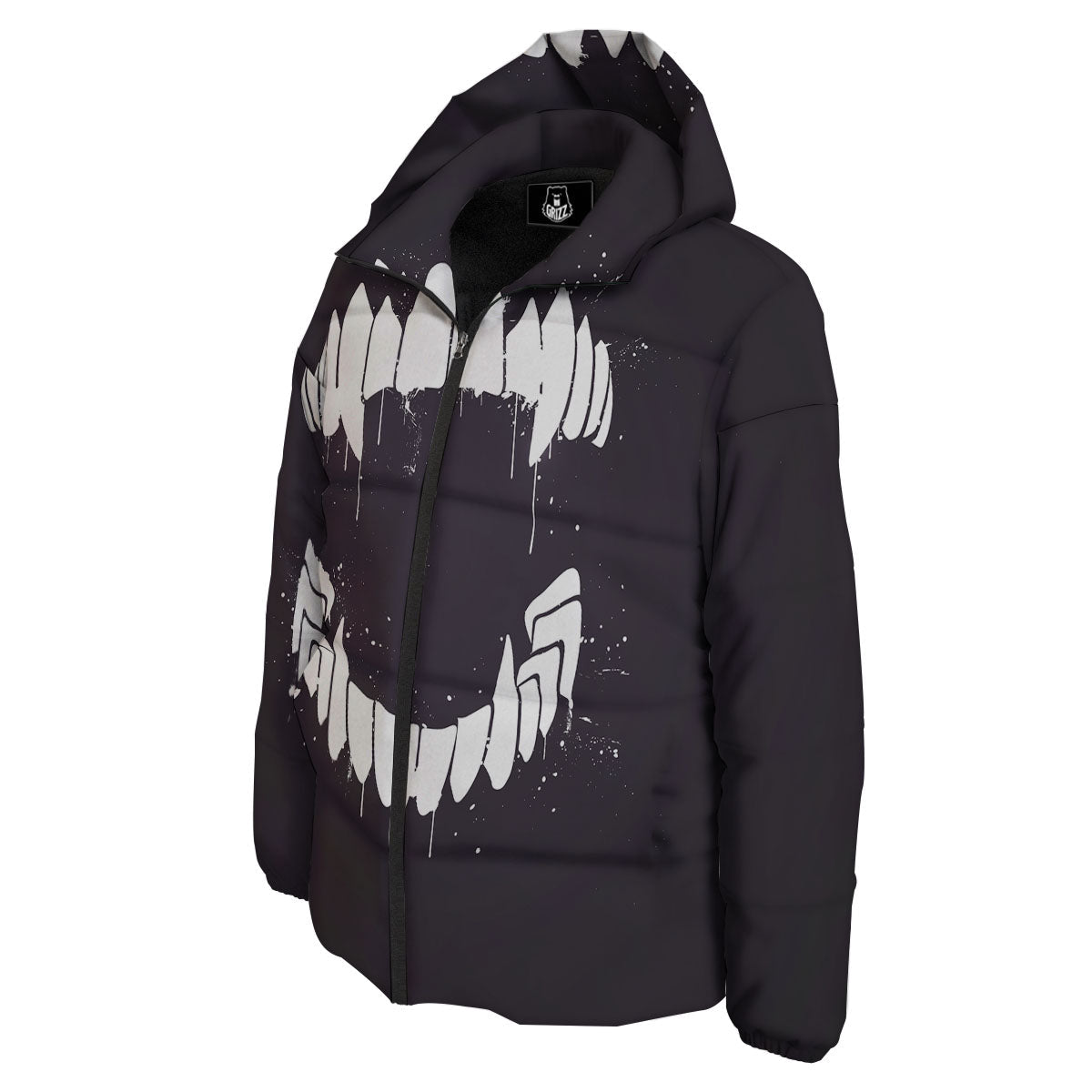 Dracula Fang Print Down Jacket-grizzshop