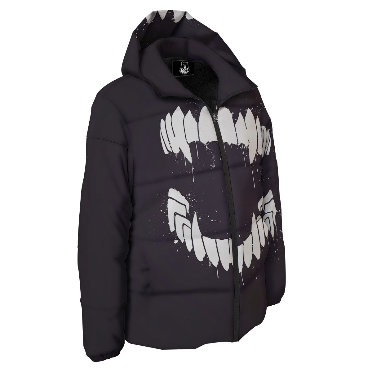 Dracula Fang Print Down Jacket-grizzshop