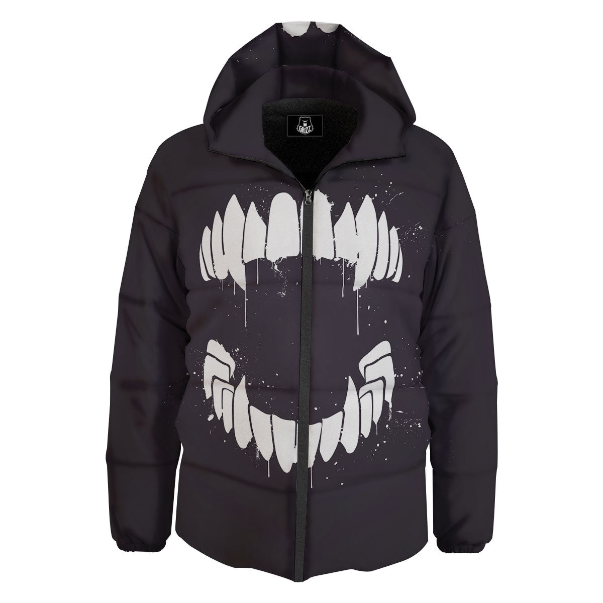 Dracula Fang Print Down Jacket-grizzshop