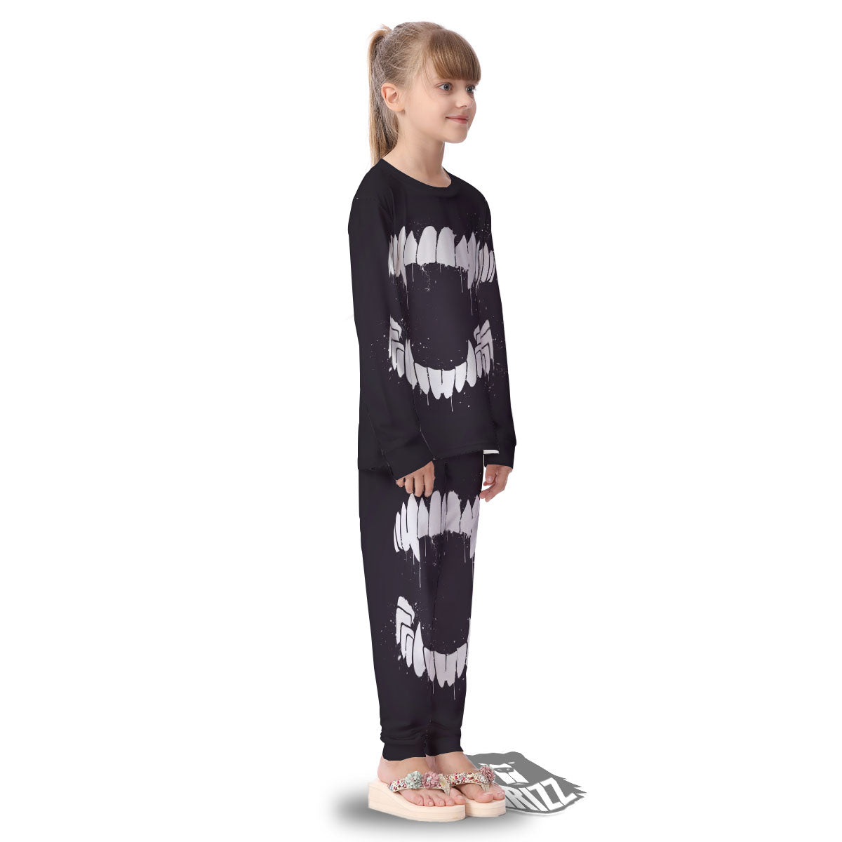 Dracula Fang Print Kid's Pajamas-grizzshop