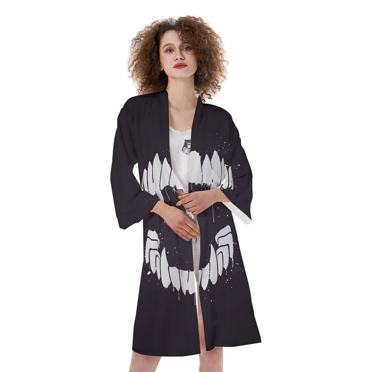 Dracula Fang Print Kimono-grizzshop