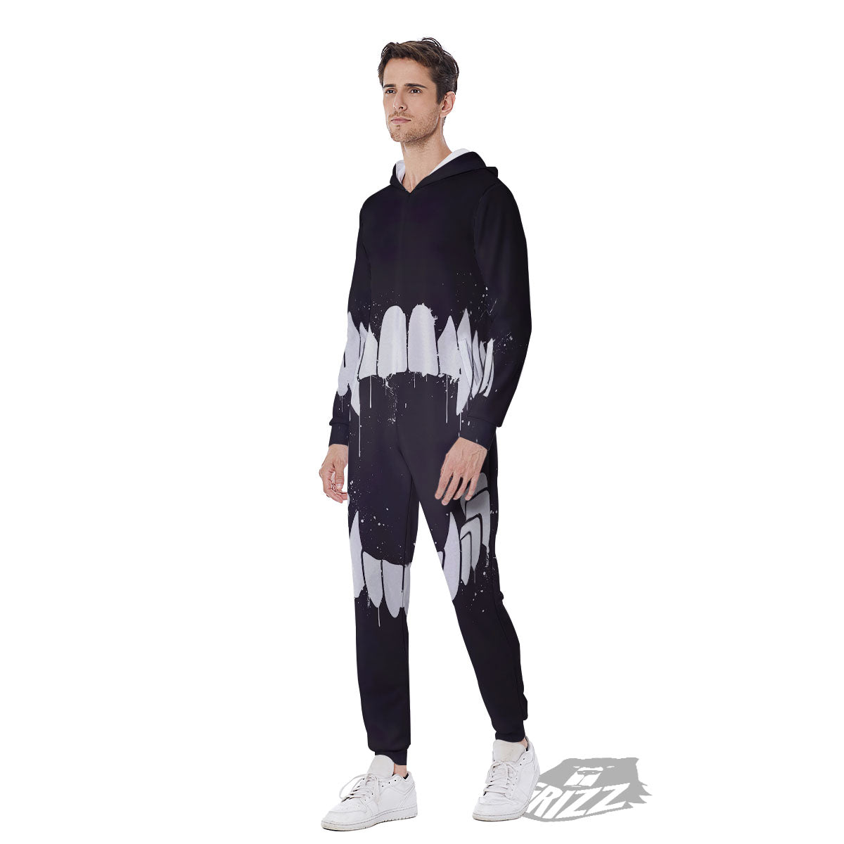 Dracula Fang Print Men's Jumpsuit-grizzshop