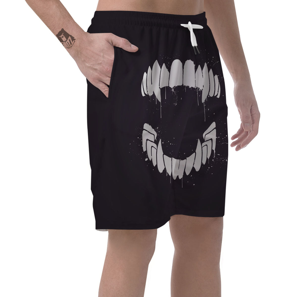 Dracula Fang Print Men's Shorts-grizzshop