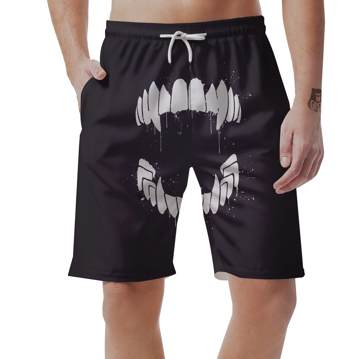 Dracula Fang Print Men's Shorts-grizzshop