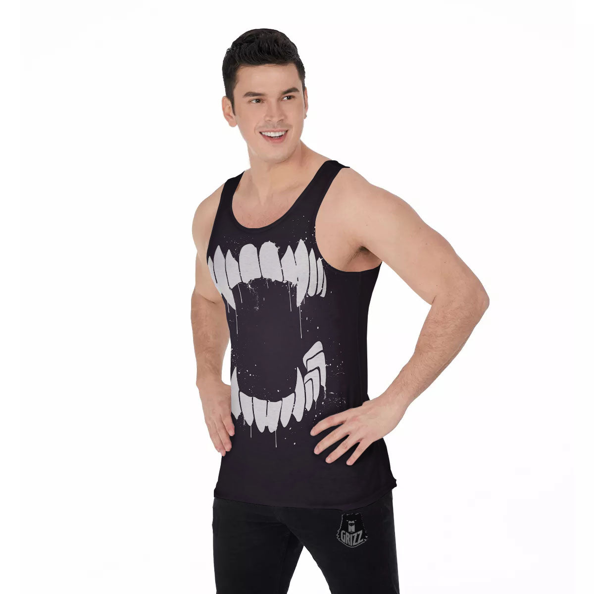 Dracula Fang Print Men's Tank Top-grizzshop